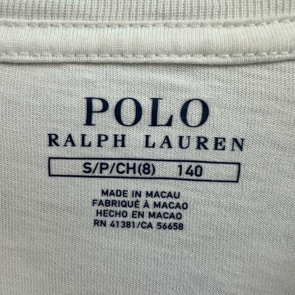 Polo Ralph Lauren Polo Bear Graphic Tee White Long Sleeve Shirt Boys Small *FLAW - Picture 3 of 7